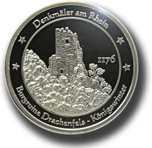 Talermotiv der Ruine vom Drachenfels